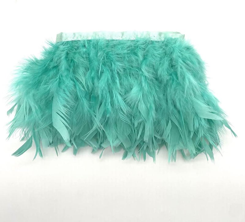 Shekyeon Turkey Feathers Fringe Trim for Party Clothing DIY Sewing Crafts Decoration Pack of 2 Yards (Mint Green) - Image 5